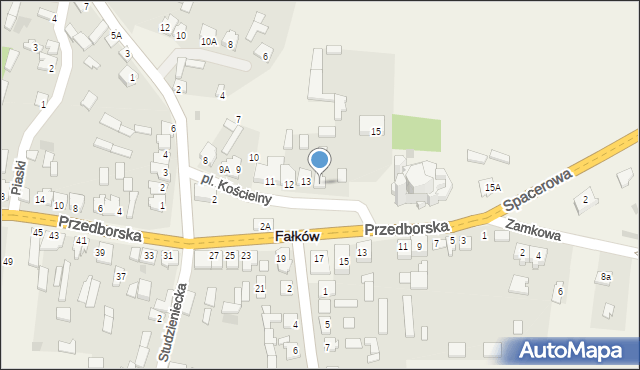 Fałków, Plac Kościelny, 14, mapa Fałków