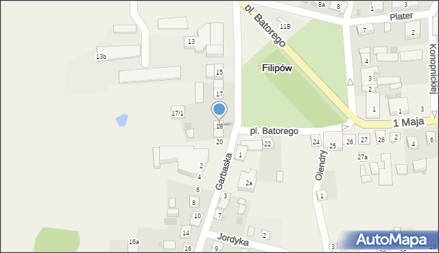 Filipów, Plac Stefana Batorego, 18, mapa Filipów