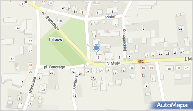 Filipów, Plac Stefana Batorego, 1a, mapa Filipów