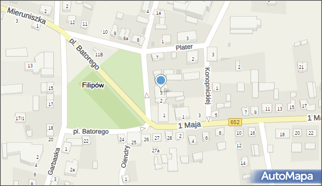 Filipów, Plac Stefana Batorego, 3, mapa Filipów