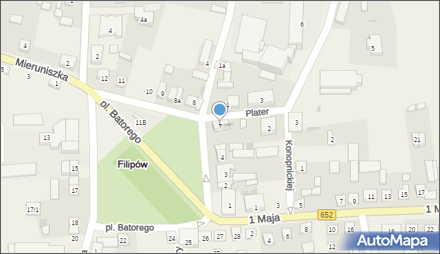 Filipów, Plac Stefana Batorego, 7, mapa Filipów