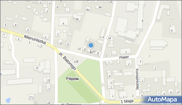 Filipów, Plac Stefana Batorego, 8a, mapa Filipów