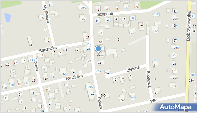 Gąbin, Płocka, 26, mapa Gąbin