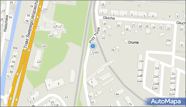 Gdańsk, Plac Oruński, 1, mapa Gdańska