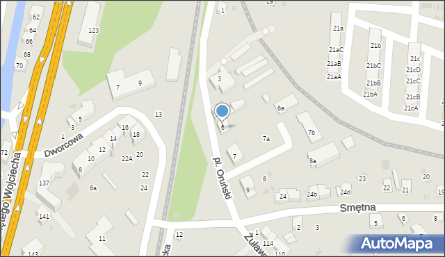 Gdańsk, Plac Oruński, 6, mapa Gdańska