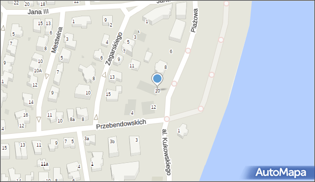 Gdynia, Plażowa, 10, mapa Gdyni