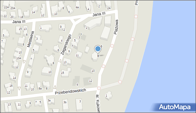 Gdynia, Plażowa, 8, mapa Gdyni