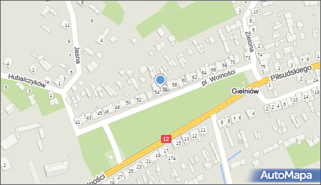 Gielniów, Plac Wolności, 55, mapa Gielniów