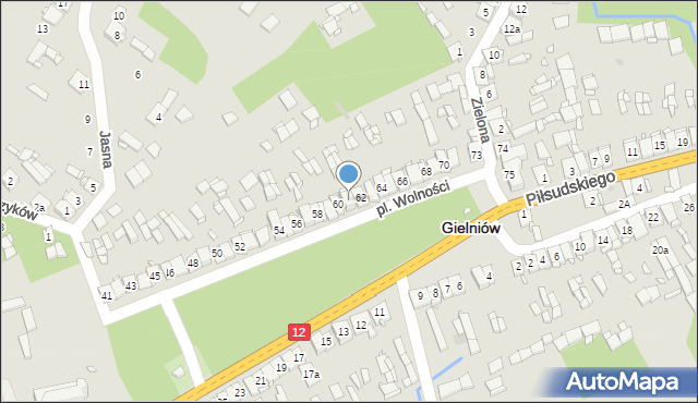 Gielniów, Plac Wolności, 61, mapa Gielniów