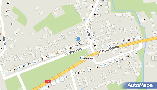 Gielniów, Plac Wolności, 69, mapa Gielniów
