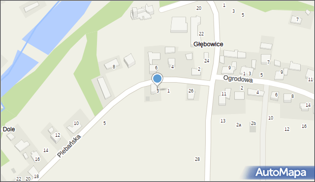 Głębowice, Plebańska, 3, mapa Głębowice