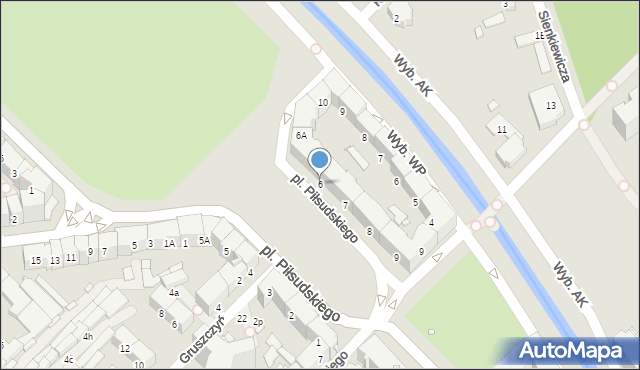 Gliwice, Plac Piłsudskiego Józefa, marsz., 6, mapa Gliwic