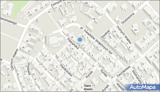 Gliwice, Plebańska, 12, mapa Gliwic