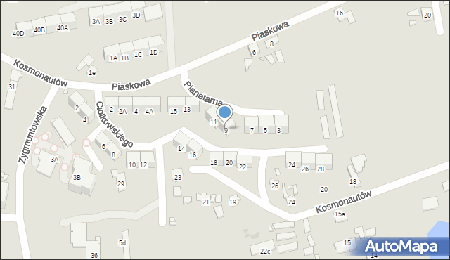 Gliwice, Planetarna, 9, mapa Gliwic