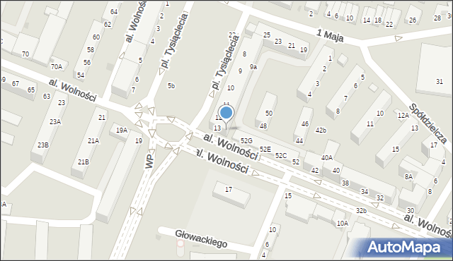 Głogów, Plac Tysiąclecia, 11a, mapa Głogów