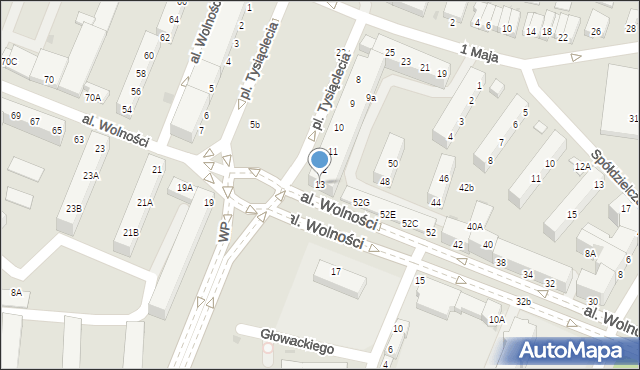 Głogów, Plac Tysiąclecia, 13, mapa Głogów