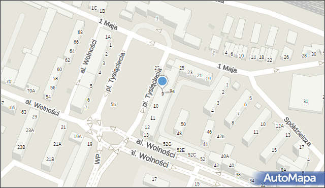 Głogów, Plac Tysiąclecia, 9, mapa Głogów