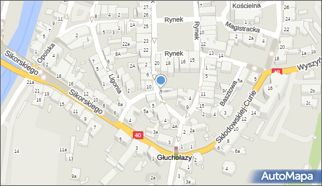 Głuchołazy, Plac Basztowy, 7, mapa Głuchołazy