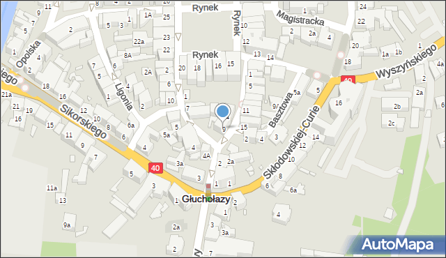 Głuchołazy, Plac Basztowy, 9, mapa Głuchołazy