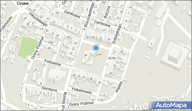 Gniew, Plac Grunwaldzki, 1, mapa Gniew