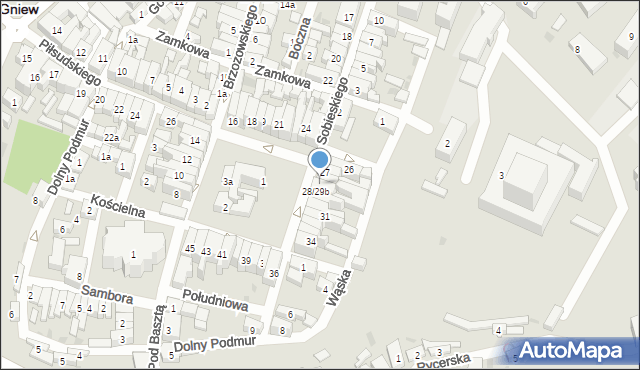 Gniew, Plac Grunwaldzki, 28/29a, mapa Gniew