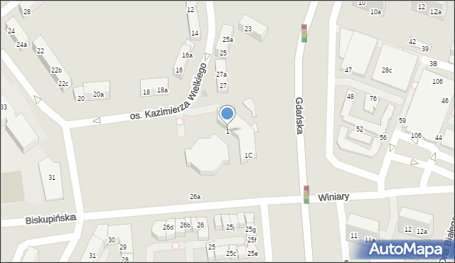 Gniezno, Plac Zbigniewa Kapturczaka, ks. kan., 1, mapa Gniezna