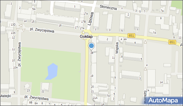 Gołdap, Plac Zwycięstwa, 18, mapa Gołdap