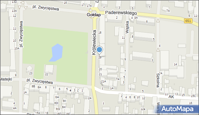 Gołdap, Plac Zwycięstwa, 19, mapa Gołdap