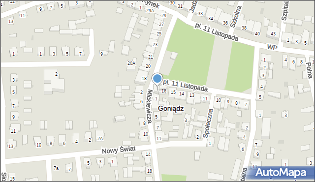 Goniądz, Plac 11 Listopada, 17, mapa Goniądz