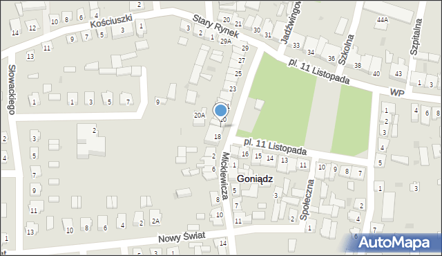 Goniądz, Plac 11 Listopada, 19, mapa Goniądz