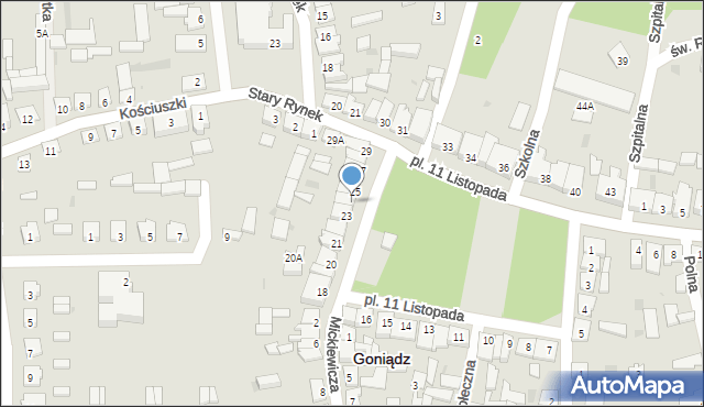 Goniądz, Plac 11 Listopada, 24, mapa Goniądz