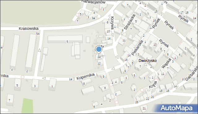 Gorlice, Plac Dworzysko, 14, mapa Gorlic