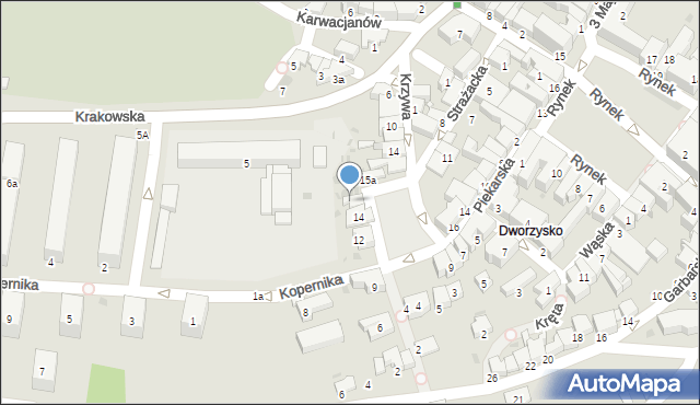 Gorlice, Plac Dworzysko, 15, mapa Gorlic