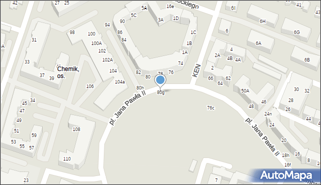 Gorzów Wielkopolski, Plac Jana Pawła II, 80g, mapa Gorzów Wielkopolski