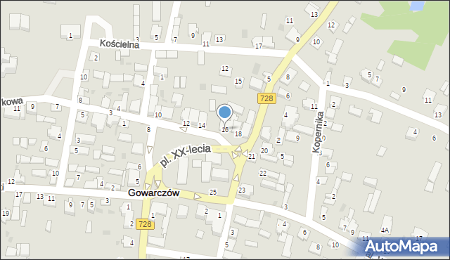 Gowarczów, Plac XX-lecia, 16, mapa Gowarczów