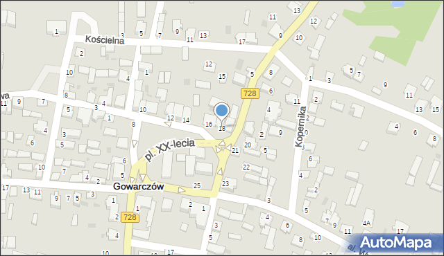 Gowarczów, Plac XX-lecia, 18, mapa Gowarczów