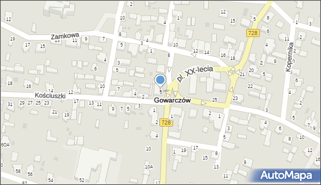 Gowarczów, Plac XX-lecia, 5, mapa Gowarczów