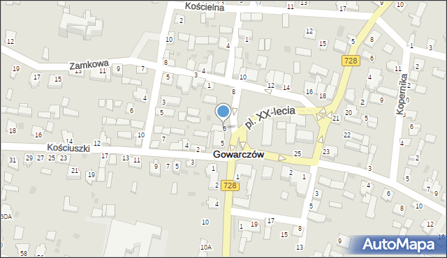 Gowarczów, Plac XX-lecia, 6, mapa Gowarczów