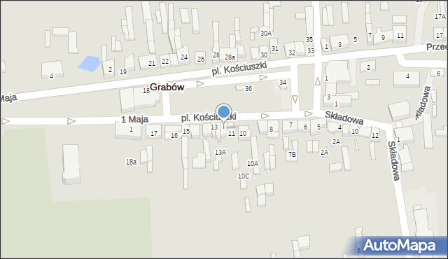 Grabów, Plac Kościuszki Tadeusza, gen., 12, mapa Grabów