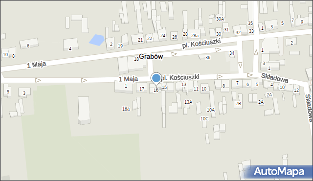Grabów, Plac Kościuszki Tadeusza, gen., 16, mapa Grabów