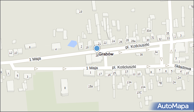 Grabów, Plac Kościuszki Tadeusza, gen., 18, mapa Grabów