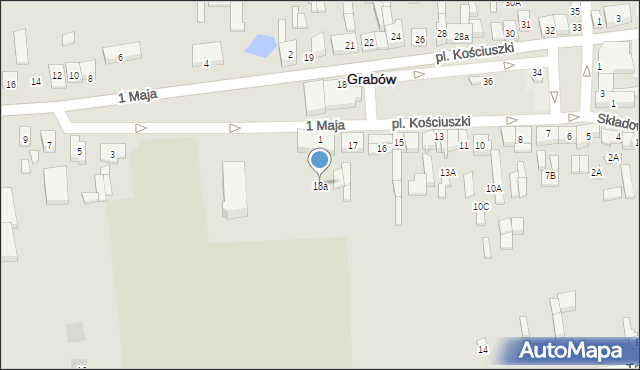 Grabów, Plac Kościuszki Tadeusza, gen., 18a, mapa Grabów