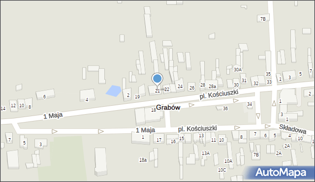 Grabów, Plac Kościuszki Tadeusza, gen., 21, mapa Grabów