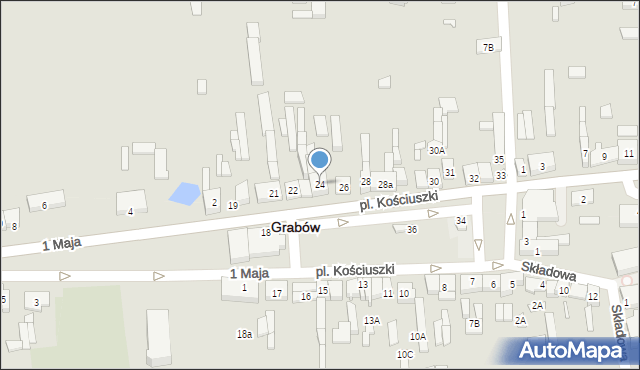 Grabów, Plac Kościuszki Tadeusza, gen., 24, mapa Grabów