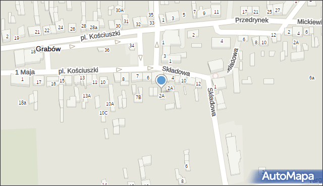 Grabów, Plac Kościuszki Tadeusza, gen., 5A, mapa Grabów