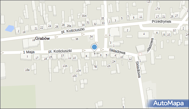 Grabów, Plac Kościuszki Tadeusza, gen., 7, mapa Grabów