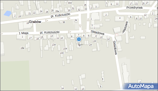 Grabów, Plac Kościuszki Tadeusza, gen., 7B, mapa Grabów