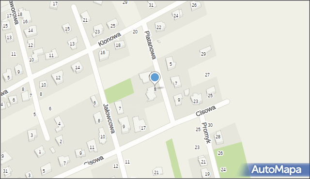 Gruszczyn, Platanowa, 8, mapa Gruszczyn