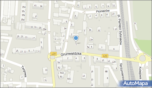 Gryfino, Plac Pamięci Sybiraków, 1, mapa Gryfino