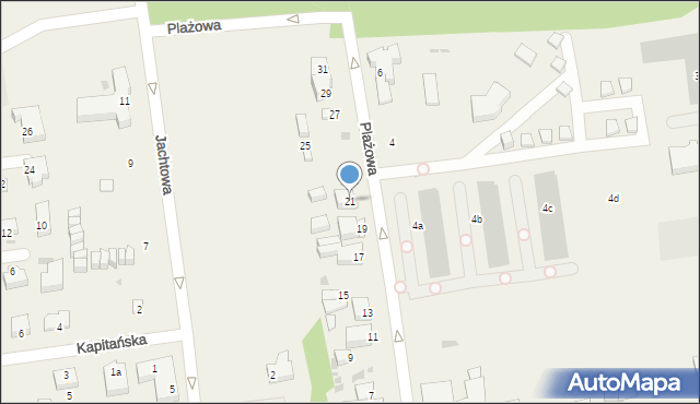 Grzybowo, Plażowa, 21, mapa Grzybowo